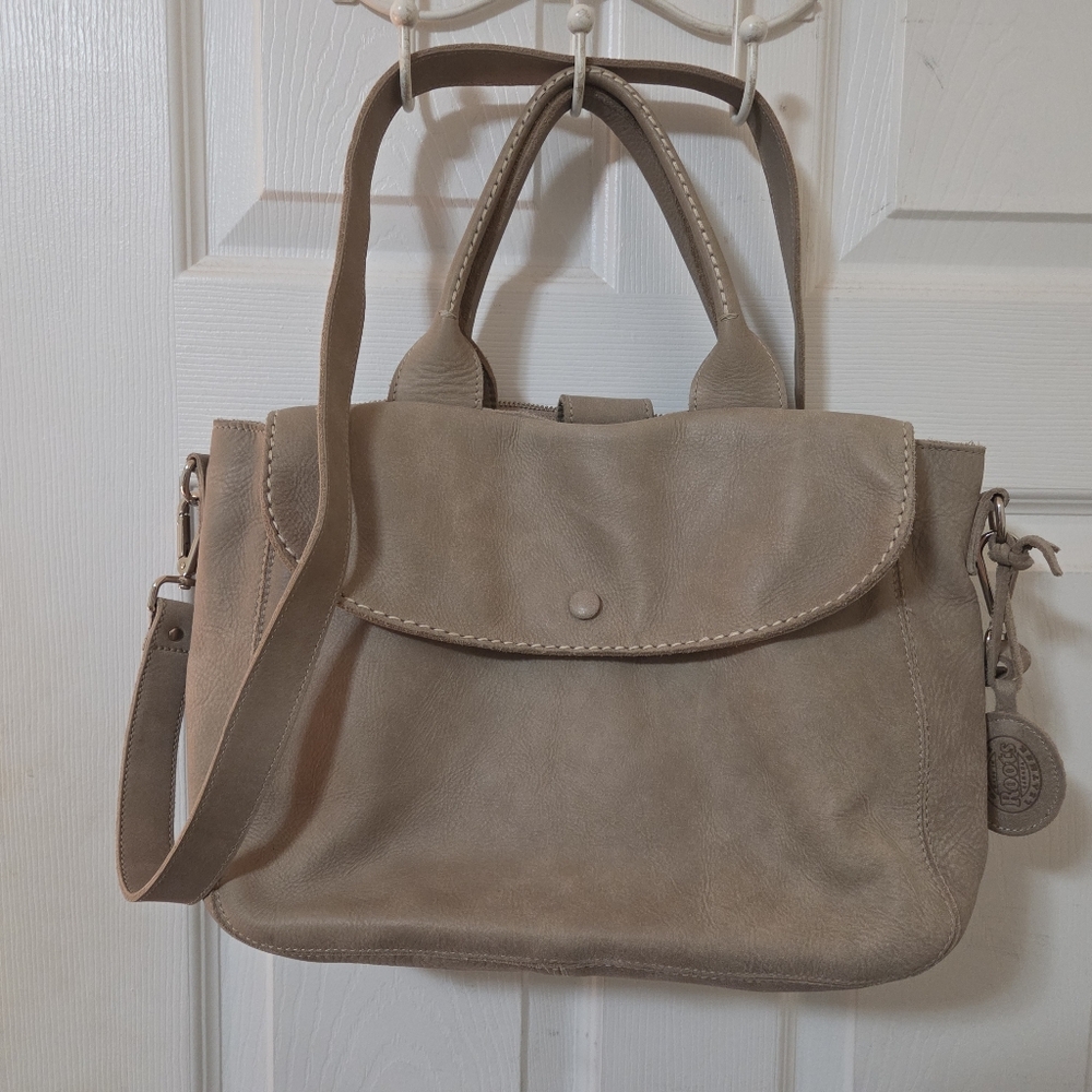 Roots Leather Taupe Satchel